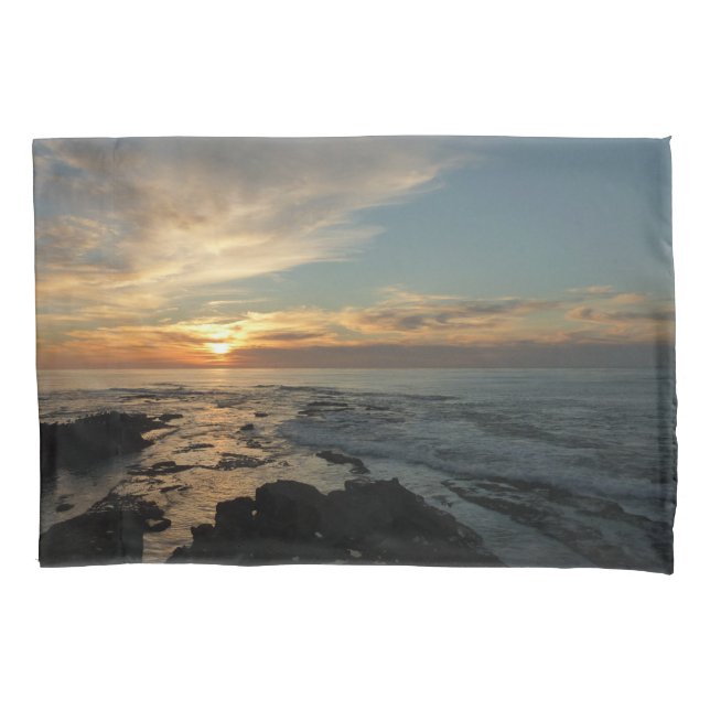 San Diego Sunset I California Seascape Pillow Case (Front)