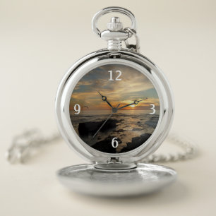 San Diego Sunset I California Seascape Pocket Watch