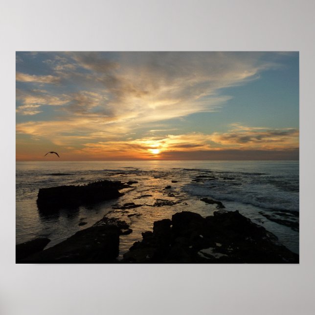 San Diego Sunset I California Seascape Poster (Front)