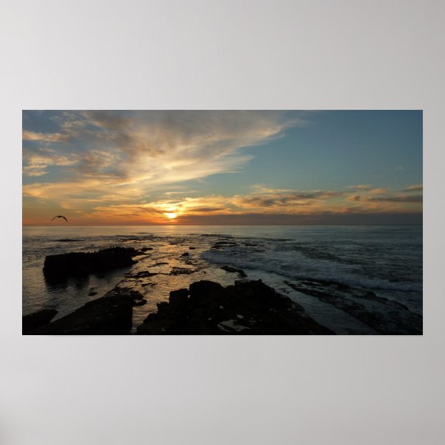 San Diego Sunset I California Seascape Poster (Front)