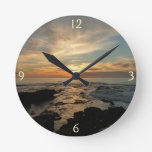 San Diego Sunset I California Seascape Round Clock
