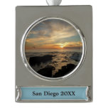 San Diego Sunset I California Seascape Silver Plated Banner Ornament