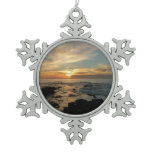 San Diego Sunset I California Seascape Snowflake Pewter Christmas Ornament
