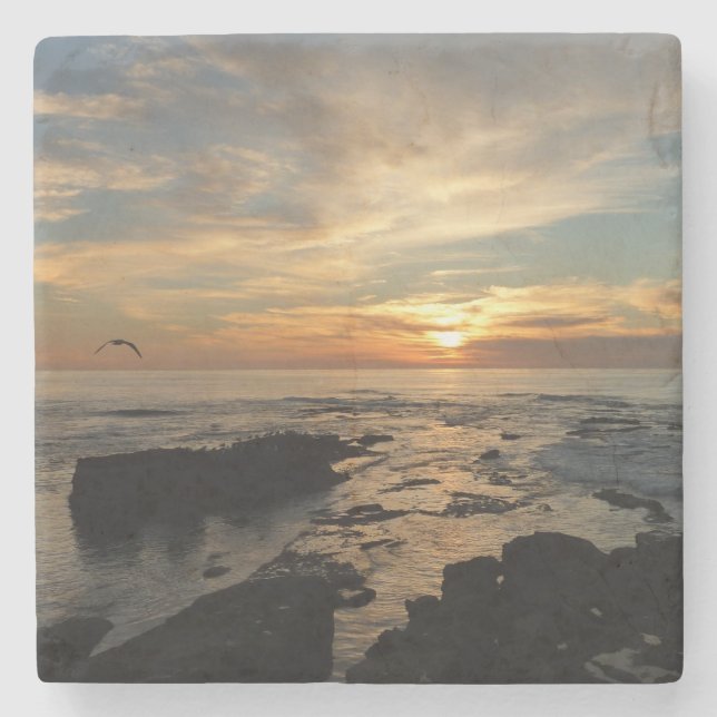 San Diego Sunset I California Seascape Stone Coaster (Front)
