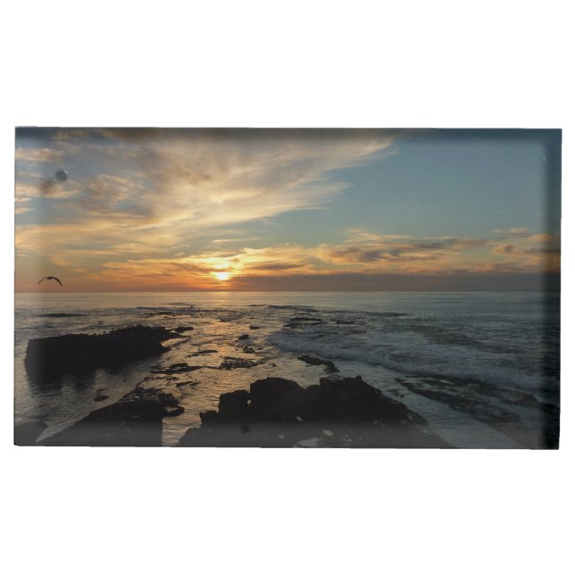 San Diego Sunset I California Seascape Table Card Holder (Front)
