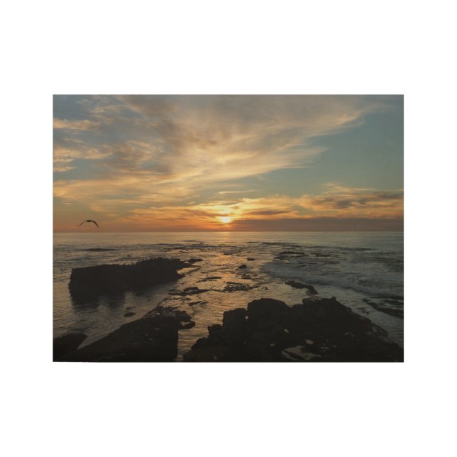 San Diego Sunset I California Seascape Wood Poster (Front)