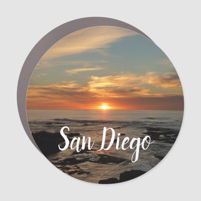 San Diego Sunset II California Seascape Car Magnet (Front)