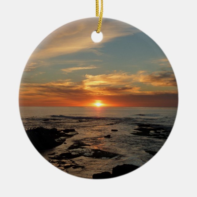 San Diego Sunset II California Seascape Ceramic Ornament (Front)