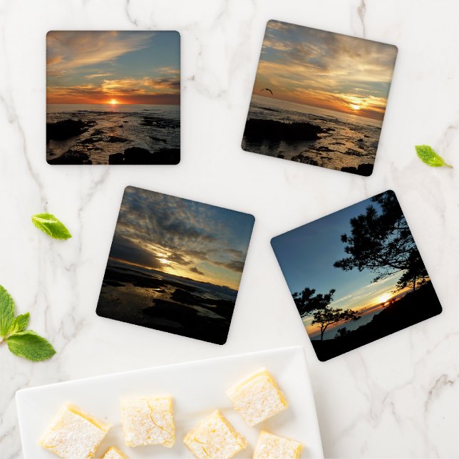 San Diego Sunset II California Seascape Coaster Set (In Situ)