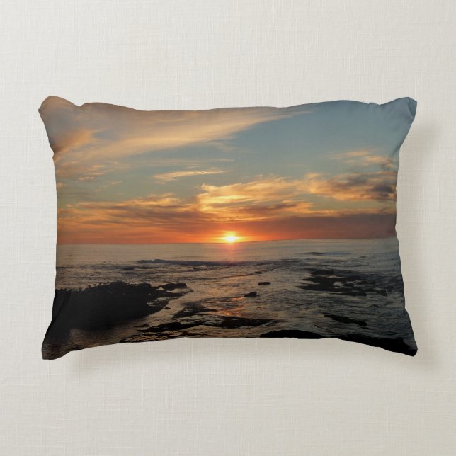 San Diego Sunset II California Seascape Decorative Pillow (Front)