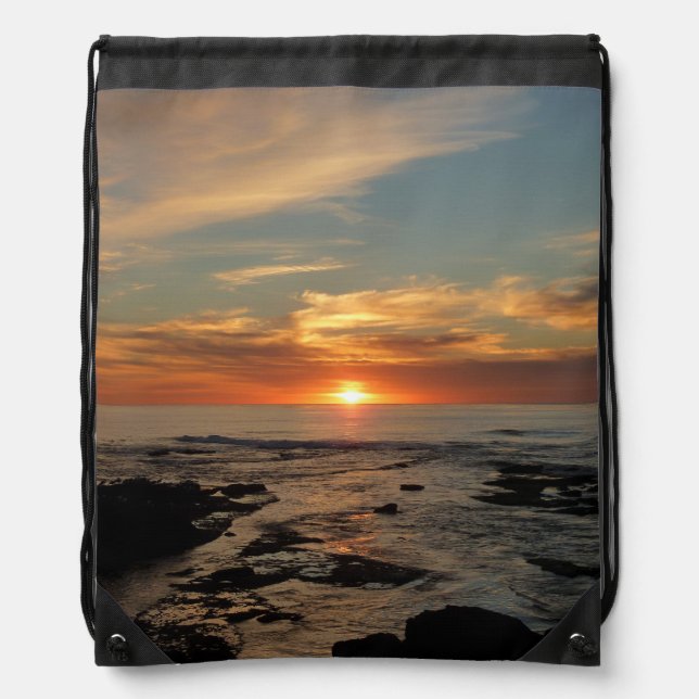 San Diego Sunset II California Seascape Drawstring Bag (Front)
