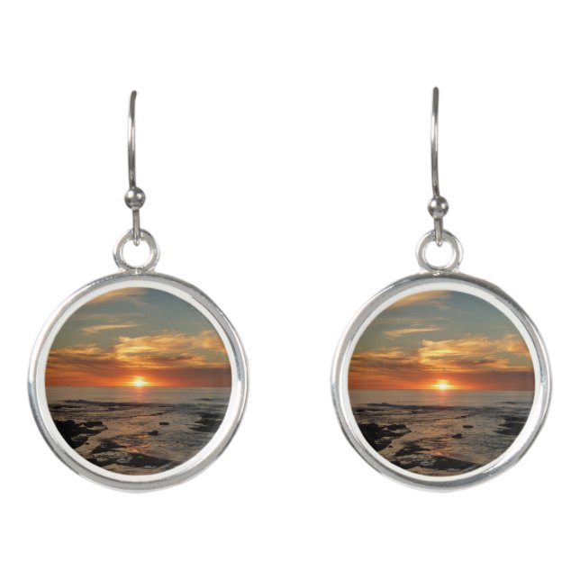 San Diego Sunset II California Seascape Earrings (Front)