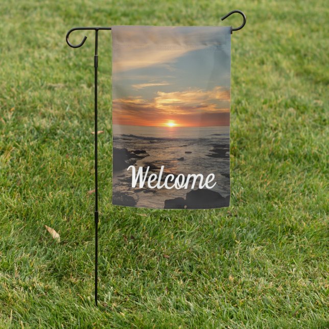 San Diego Sunset II California Seascape Garden Flag (In SItu)