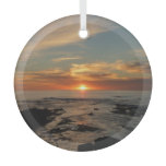 San Diego Sunset II California Seascape Glass Ornament