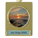San Diego Sunset II California Seascape Gold Plated Banner Ornament