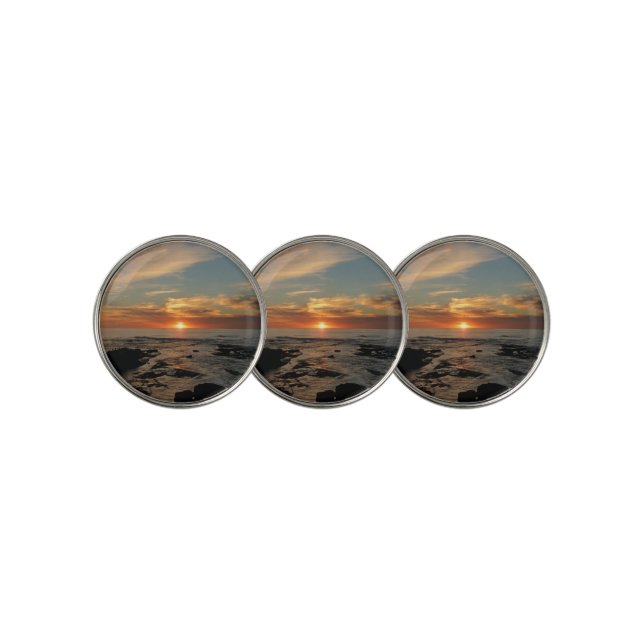 San Diego Sunset II California Seascape Golf Ball Marker (3 Up)