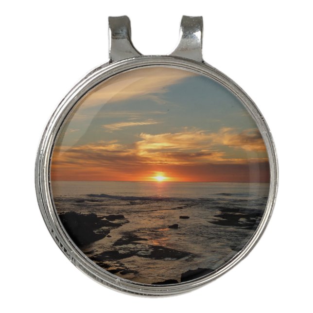 San Diego Sunset II California Seascape Golf Hat Clip (Front)