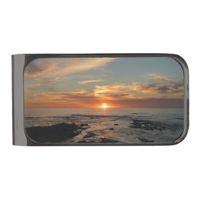 San Diego Sunset II California Seascape Gunmetal Finish Money Clip (Front)