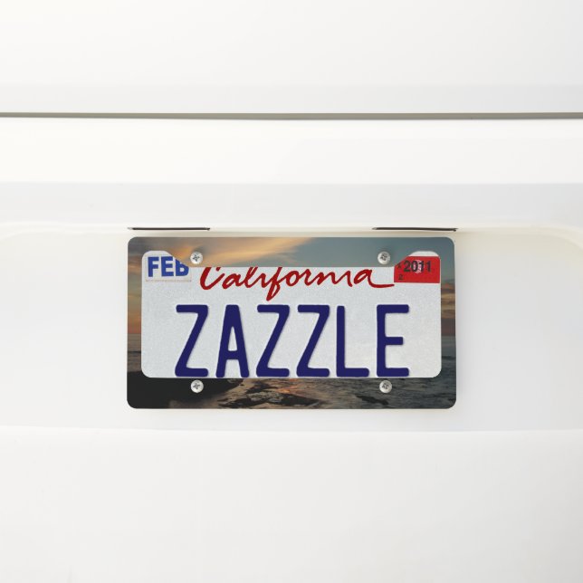 San Diego Sunset II California Seascape License Plate Frame (On Car)