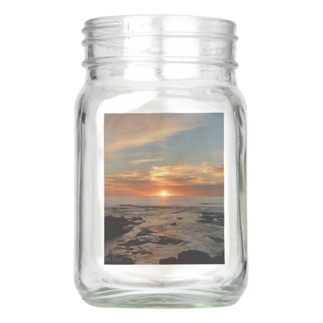 San Diego Sunset II California Seascape Mason Jar (Front)