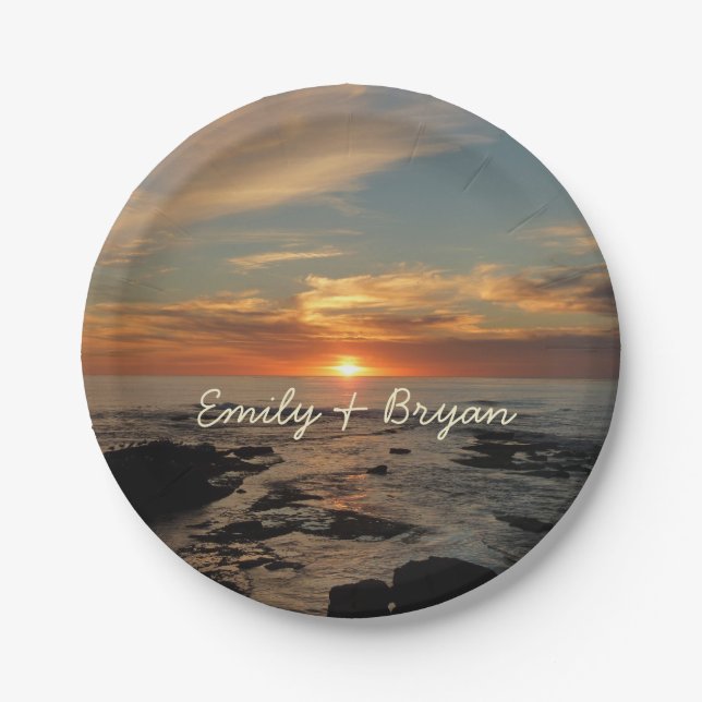 San Diego Sunset II California Seascape Paper Plates (Front)
