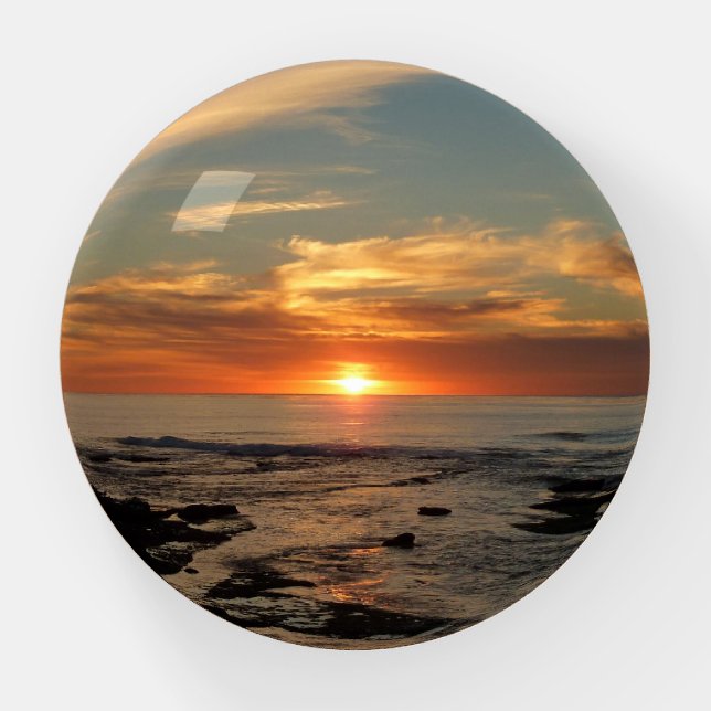 San Diego Sunset II California Seascape Paperweight (Front)
