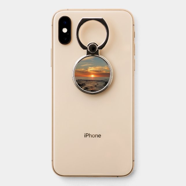 San Diego Sunset II California Seascape Phone Ring Stand (On Phone)