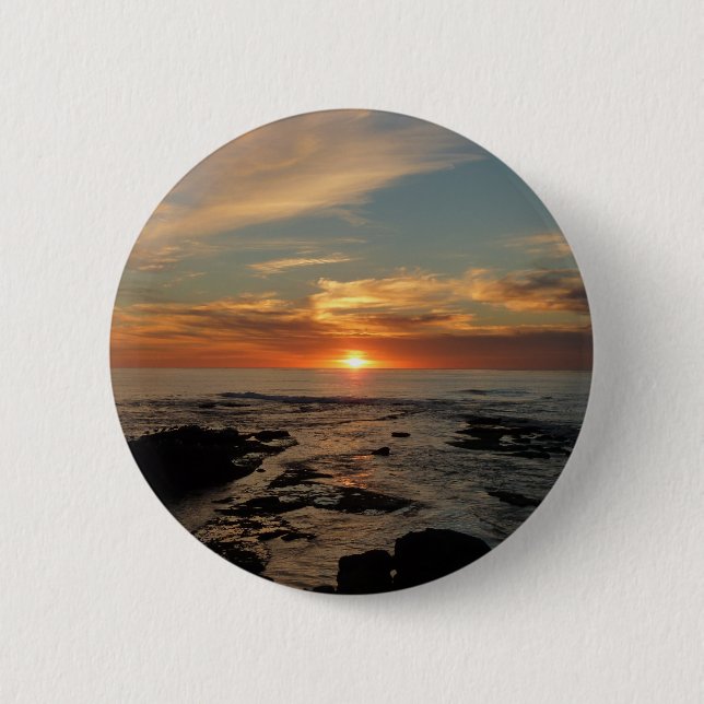 San Diego Sunset II California Seascape Pinback Button (Front)