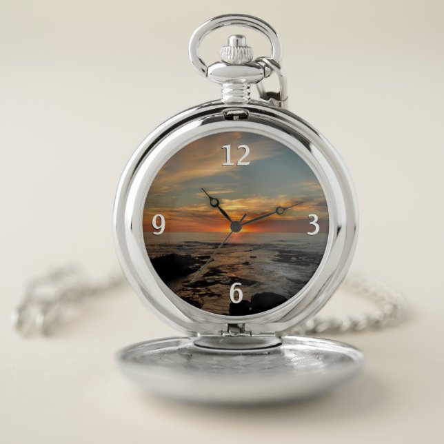 San Diego Sunset II California Seascape Pocket Watch (Inside)