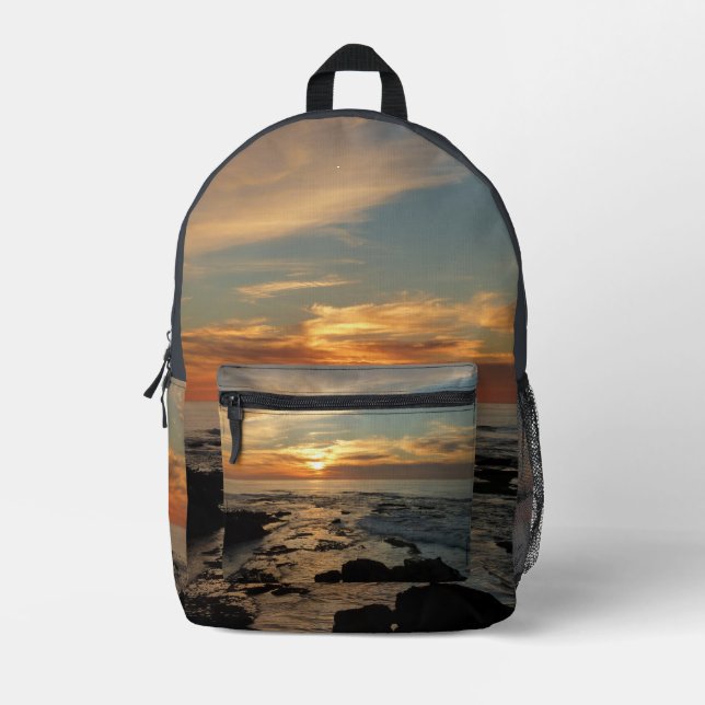 San Diego Sunset II California Seascape Printed Backpack (Front)
