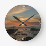 San Diego Sunset II California Seascape Round Clock