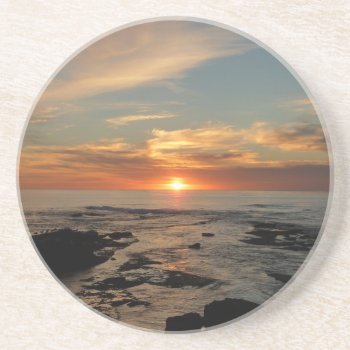 San Diego Sunset Ii California Seascape Sandstone Coaster by mlewallpapers at Zazzle