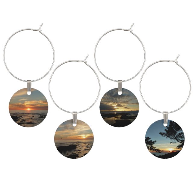 San Diego Sunset II California Seascape Wine Charm (Staggered)