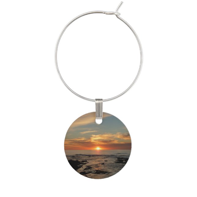 San Diego Sunset II California Seascape Wine Glass Charm (Front)