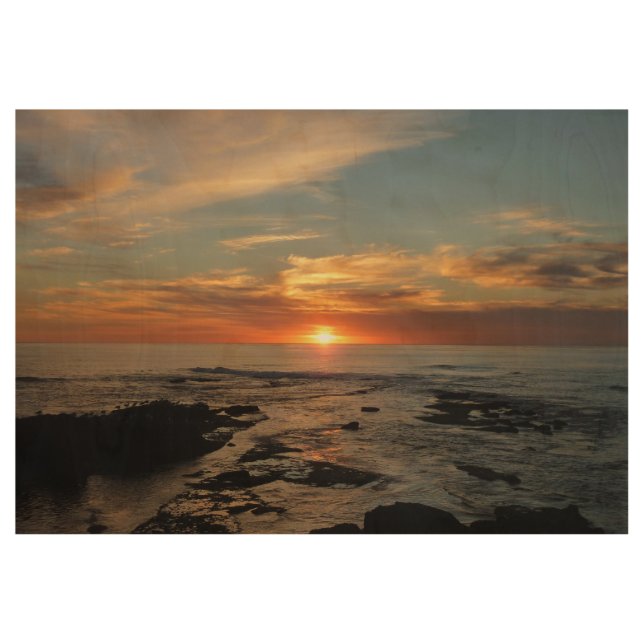 San Diego Sunset II California Seascape Wood Poster (Front)