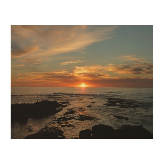 San Diego Sunset II California Seascape Wood Wall Art (Front)