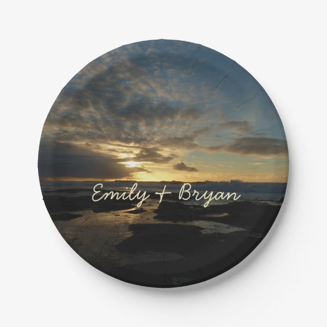 San Diego Sunset III Stunning California Landscape Paper Plates (Front)