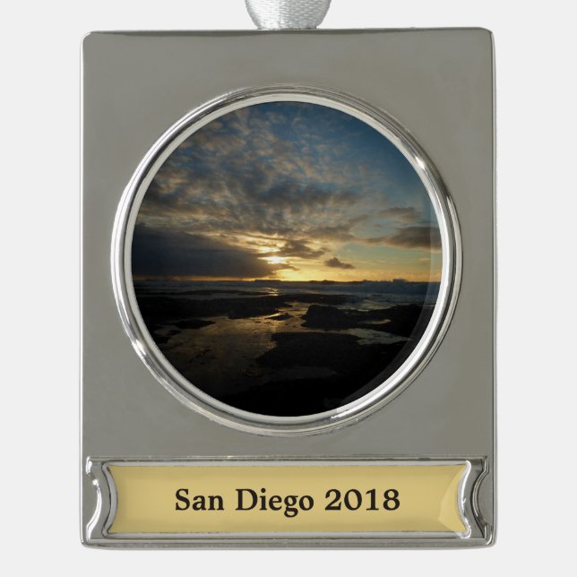 San Diego Sunset III Stunning California Landscape Silver Plated Banner Ornament (Front)