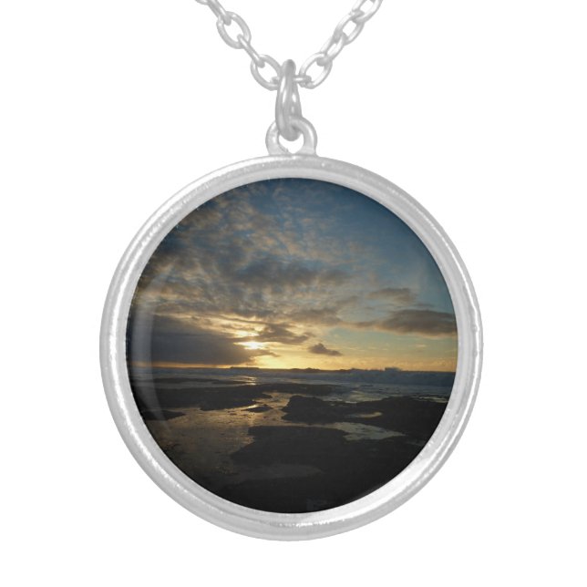 San Diego Sunset III Stunning California Landscape Silver Plated Necklace (Front)
