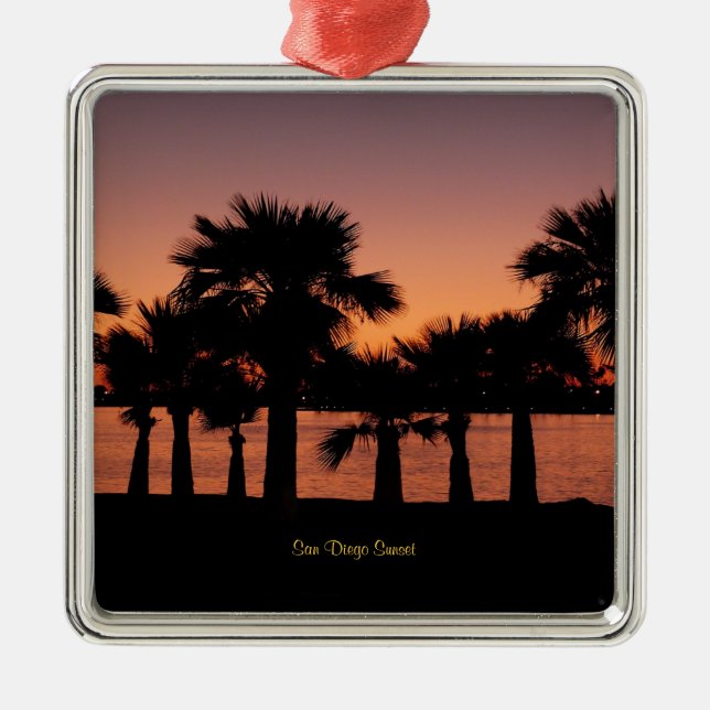 San Diego Sunset - Palm Trees Metal Ornament (Front)