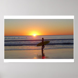 San Diego Sunset with Surfer Poster