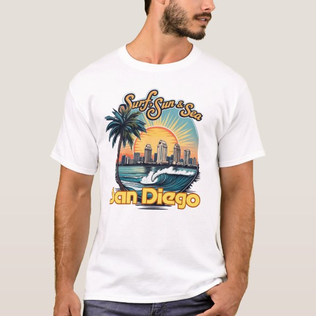 San Diego, “Surf, Sun & Sea" T-Shirt (Front)