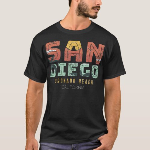 San Diego Surfing Coronado Beach California Retro  T_Shirt