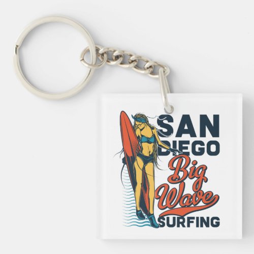 San Diego Surfing Paradise Vintage Keychain