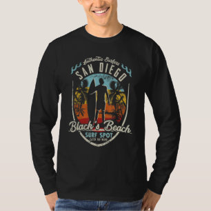 San Diego Surfing Spot Vintage Retro Surfer Black' T-Shirt