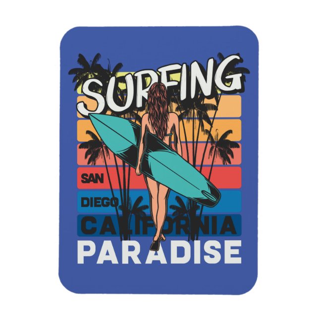 San Diego Surfing Vintage  Magnet (Vertical)