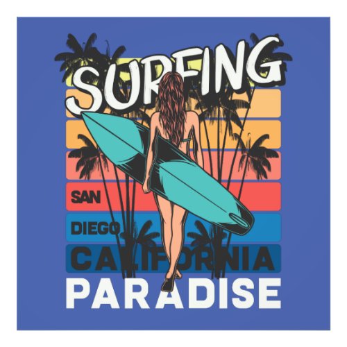San Diego Surfing Vintage  Photo Print