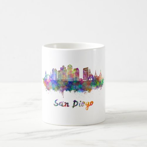 San Diego V2 skyline in watercolor Coffee Mug