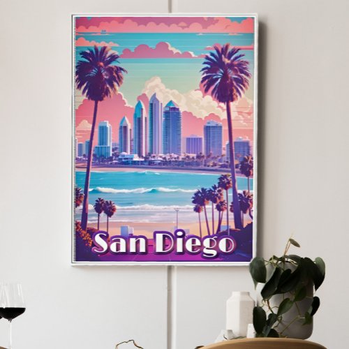San Diego Vaporwave Travel  Poster