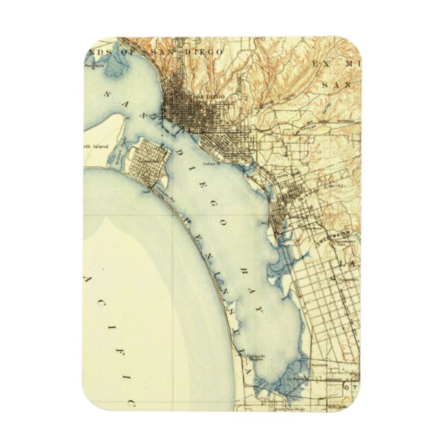 San Diego Vintage Map Magnet (Vertical)